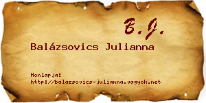 Balázsovics Julianna névjegykártya